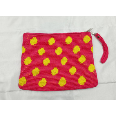 AS2007 - Dompet Rajut Big Pink Kuning 