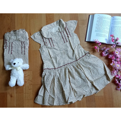 AS2052 - Baju Anak Dress Lengan Pendek Cream (Ukuran M dan L)