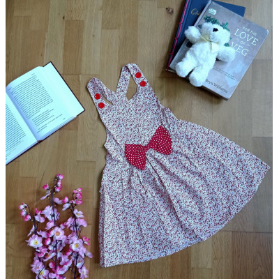 AS2055 - Baju Anak Dress Kodok Pink Flower Mini (Ukuran M)