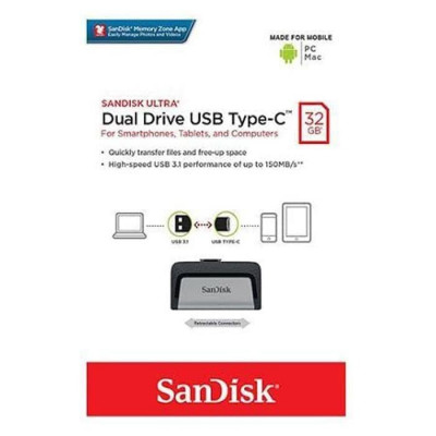 PJ2031 - FLASDDISK SANDISK OTG ULTRA DUAL DRIVE USB Type-C 32GB - ORIGINAL