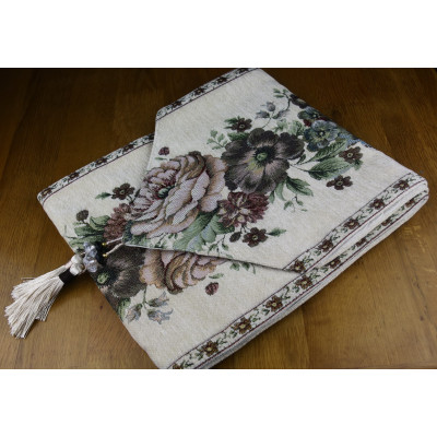 TD2053 - Taplak Meja Segitiga Tebal Flower Cream