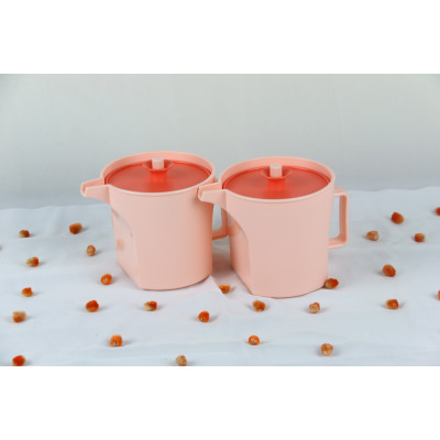 TP2043 - Tupperware Gelas Minum Tutup Peach Tua